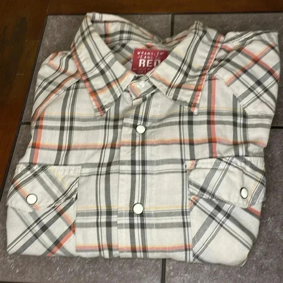 Wrangler Jeans Co. RED Western 2XL Pearl Snap Long-Sleeved Shirt - Picture 9 of 9